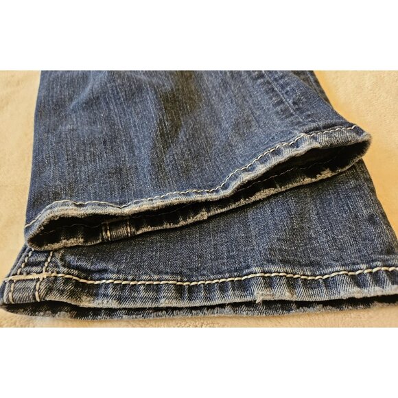 Miss Me Bootcut Jeans Womens 31 Low Rise Light Distressed Flap Rear Pockets - Picture 15 of 16